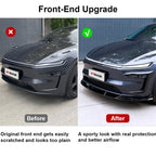 EVBASE Fang-Style Front Lip for Tesla Model Y Juniper 2025-2026, Matte Black ABS Bumper Splitter Body Kit