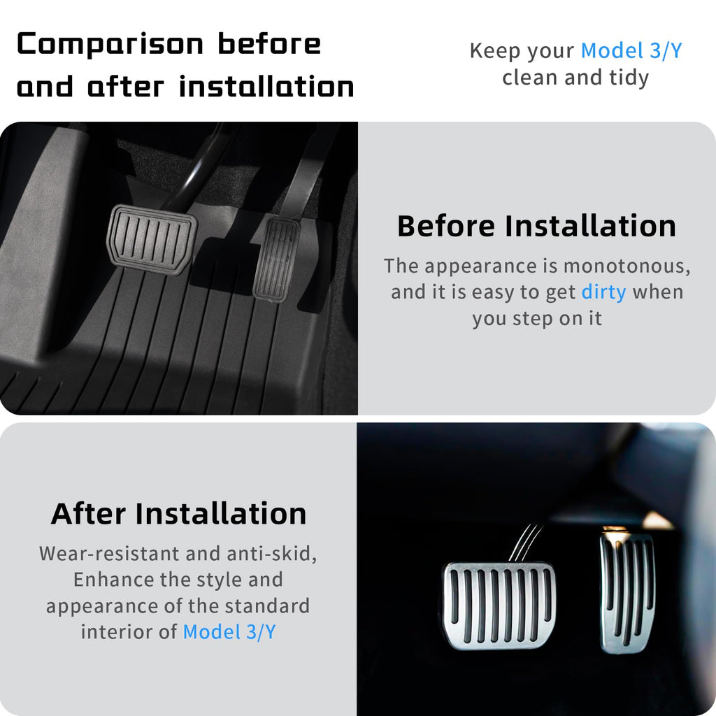 CYBERBEANS Gas Pedal Brake Pedal Foot Pedal Cover for Tesla Model 3/Y Performance Compatible with Model Y Juniper and Model 3 Highland