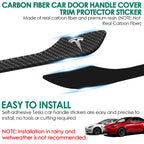 4PCS Door Handle Cover Compatible with Tesla Model 3 (2019-2025) Highland Model Y (2020-2026) Juniper Real Carbon Fiber 3D Sticker Wrap Covers Exterior Trim Door Sill Protector Accessories (Black)