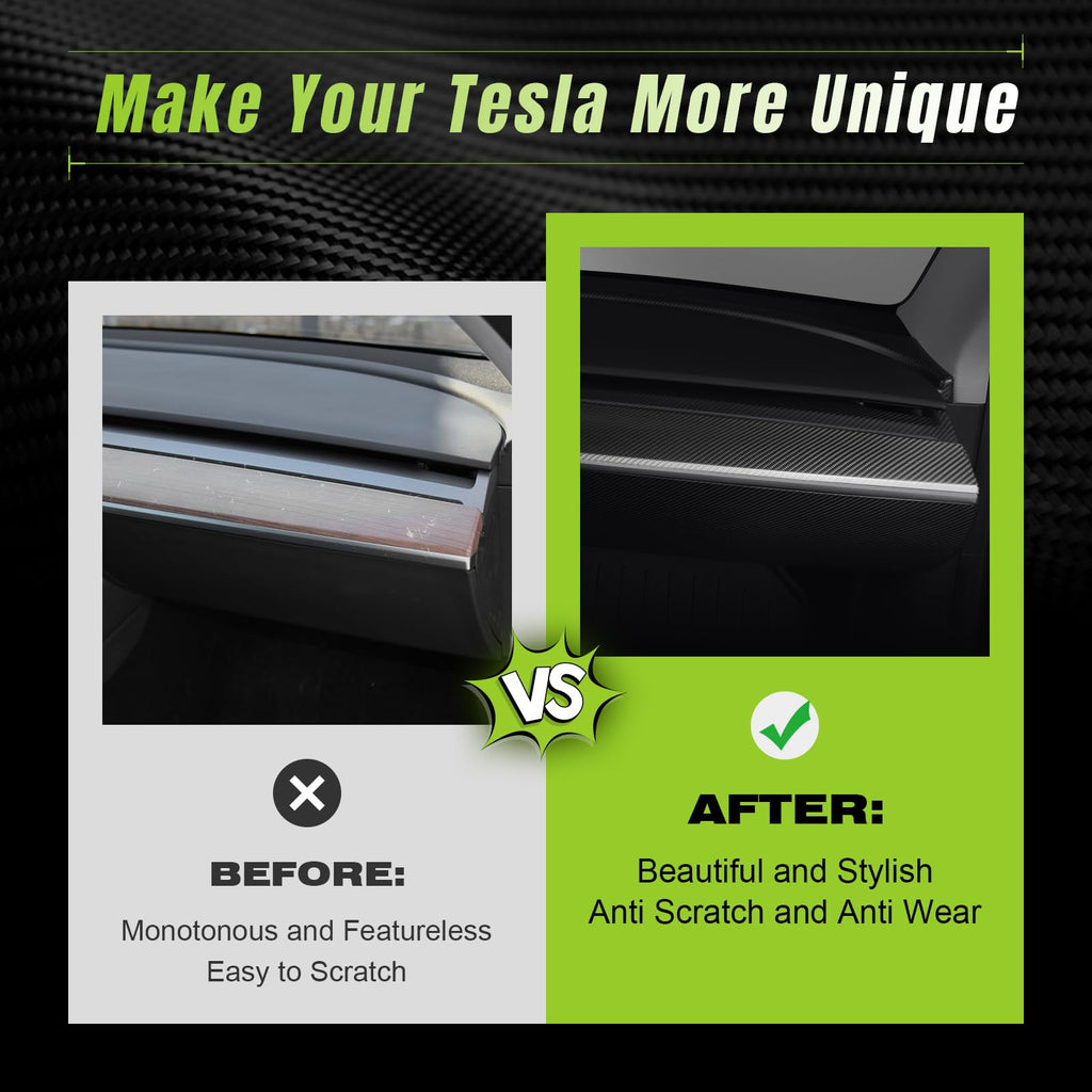 Leeiion Dashboard Cover Trim Real Carbon Fiber for After 2023.5 Tesla Model 3&Y Dashboard Wrap 3K Toray Dry Carbon Fiber Interior Decoration Compatible with Tesla Model 3&Y (Matte)