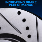 Power Sport Brake Kit For2017-2022 Tesla 3; 2020-2022 Tesla Y| Drilled and Slotted Brake Rotors| Ceramic Brake Pads and Rotors Kit|Hardware included