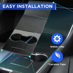 Nestour Center Console Wrap Cover Kit Fit for Tesla Model 3 Model Y 2016-2020, Non-Trace Remove Center Console Protector Accessories, Premium ABS Material. (Glossy Carbon Fiber)