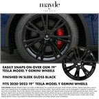 Mayde 19-Inch Wheel Covers fits 2020-2024 Tesla Model Y Rims, Replacement Hub Caps (Set of 4, Gloss Black)