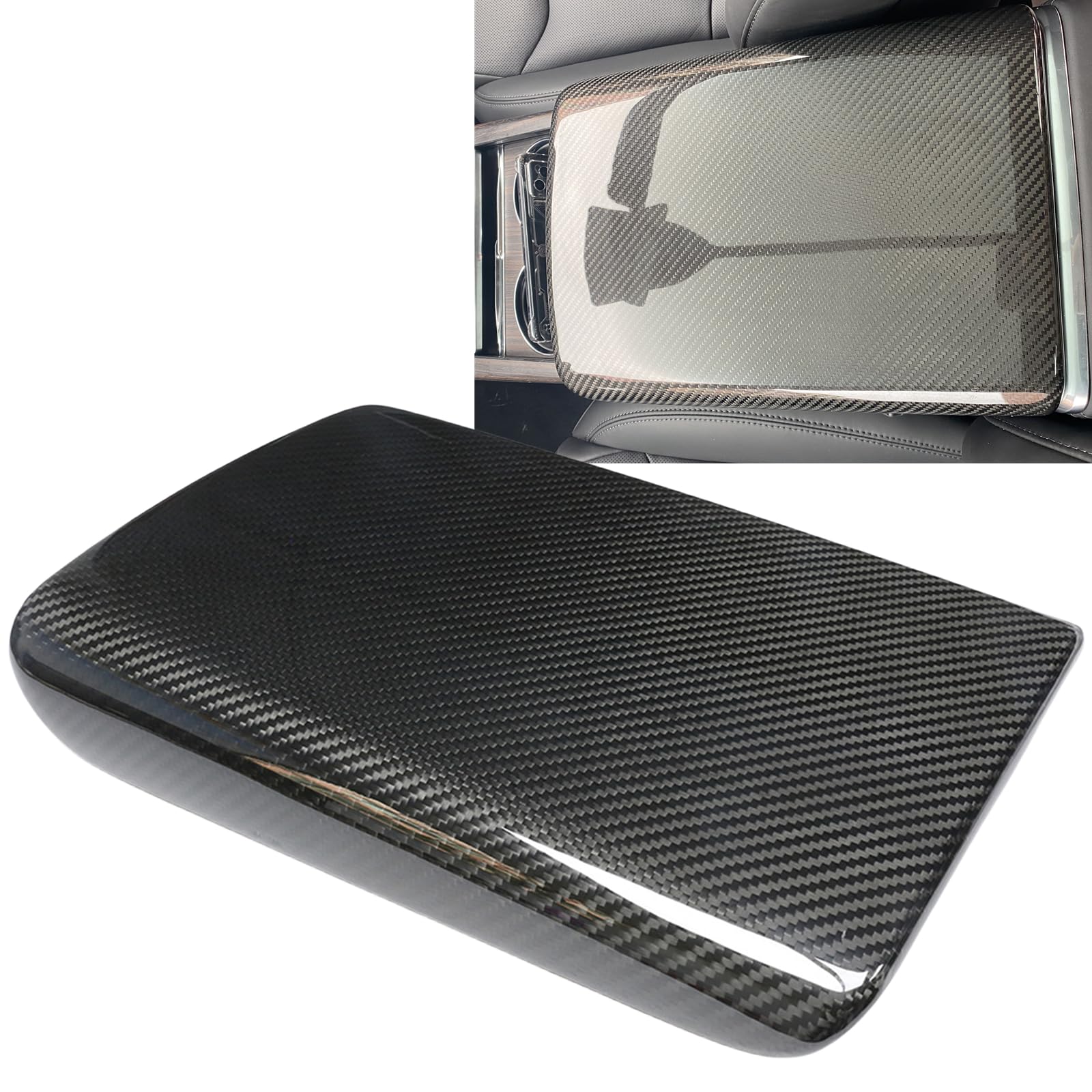 Center Console Armrest Box Panel Trim For Tesla Model S Model X 2021-2023 Carbon Fiber