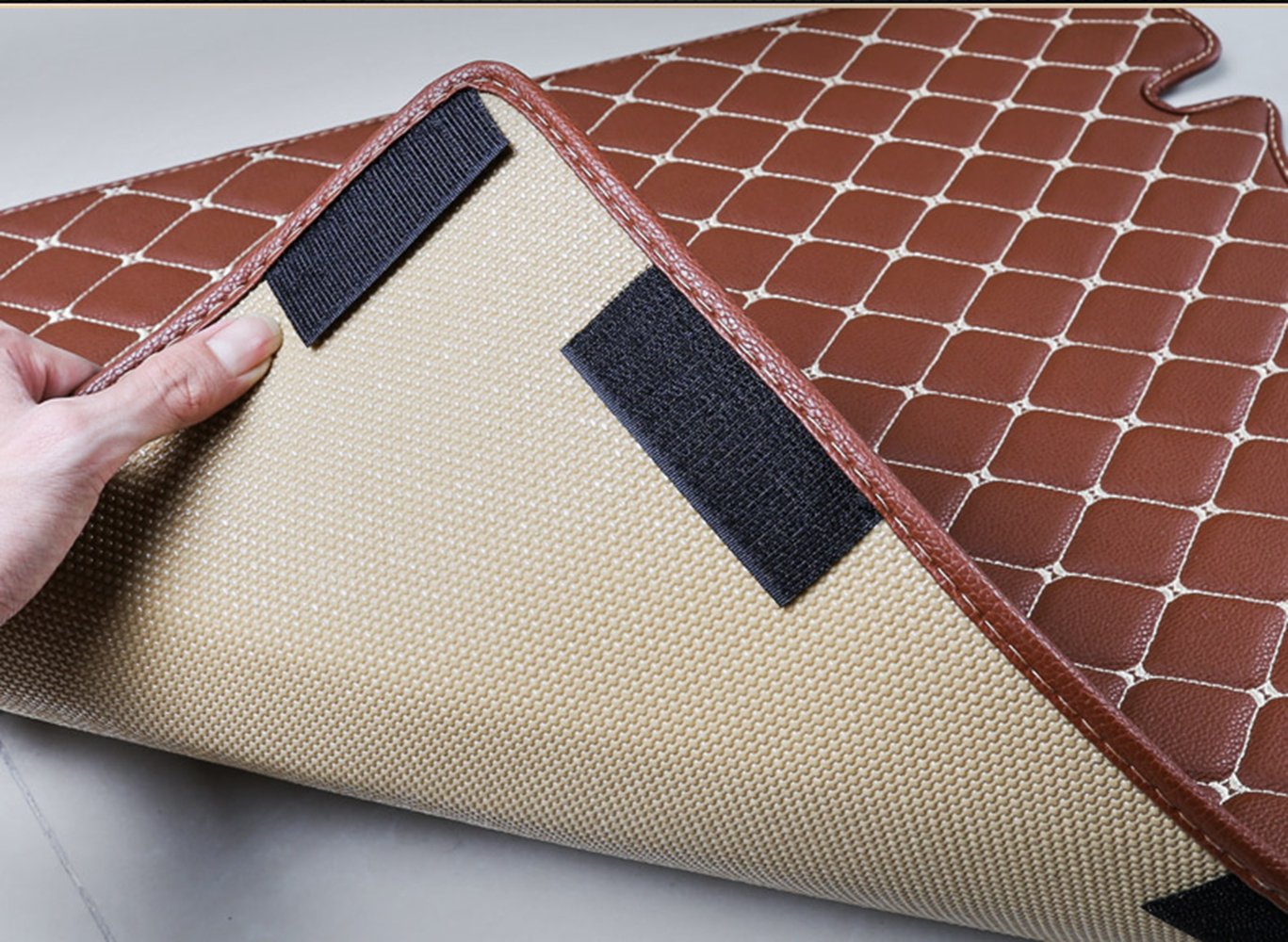 Car Trunk Mat for Tesla Model X 6/7 Seater 2016-2021(2022-Current DO NOT FIT) Full Coverage Trunk Cargo Mat All Weather Rear Cargo Liner Heavy Duty (Black with Black Stitching