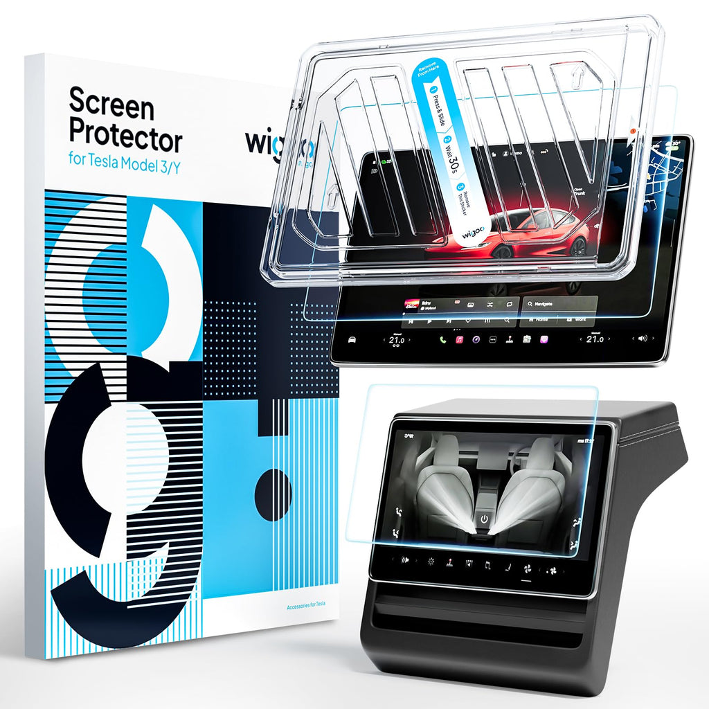 Wigoo Tesla New Model Y Juniper & Model 3 Highland Screen Protector Matte [No Glare & Fingerprint] Model 3 (2024~2026)/New Model Y Juniper Accessories, Tempered Glass Protector with Alignment Kit