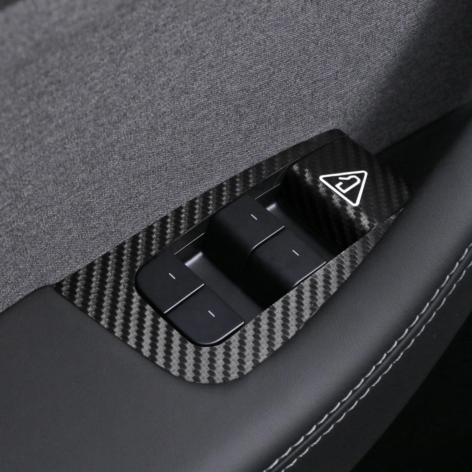 BETTERHUMZ Window Switch Panel Cover for Tesla Model Y Juniper 2025, Suede Carbon Fiber Interior Trim