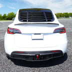 FREEMOTOR802 Rear Diffuser with LED Light Fits 2020-2024 Tesla Model Y, Add-on Carbon Fiber Print PP IKON Style Rear Bumper Molding Protector Lip with LED Lamp