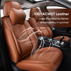 KIDYACWST Auto Car Seat Covers Accessories Full Set Leather Cushion Protector Breathable Waterproof Seat Cover for Cars Universal Fit (Brown, Front Pair and Rear)