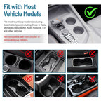 Car Tray Table & Car Desk for Laptop with 2 Risers and Anti-Slip Pad, 360° Rotating Cup Holder for Working and Eating Compatible with Tesla Model 3/Y/S, Ford F150/Explorer/Maverick & Most Vehicles/EV