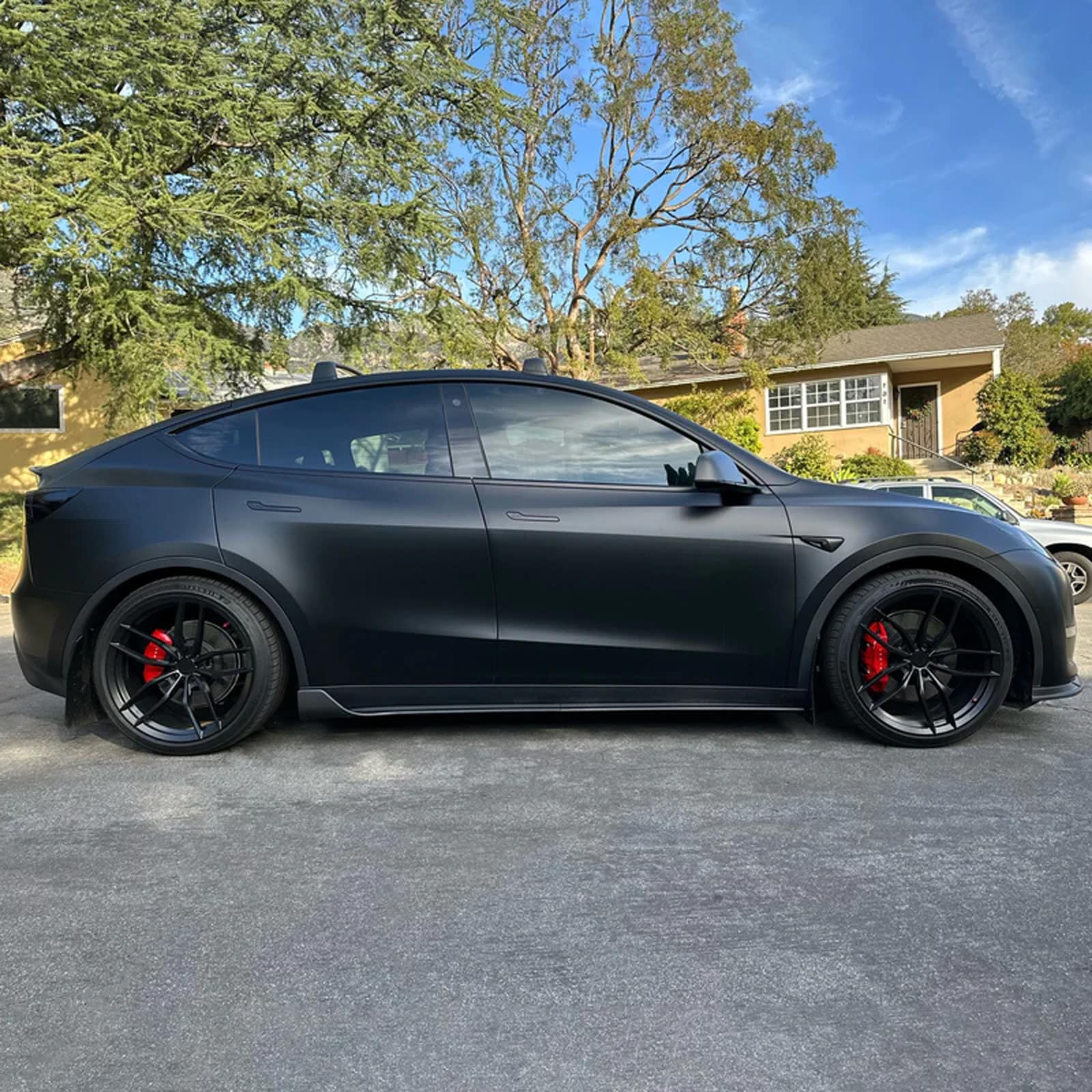 SKKYORO 4-Piece Side Skirt Extension Kit for Tesla Model Y 2020-2024, Gloss Black ABS Rocker Panel Splitter