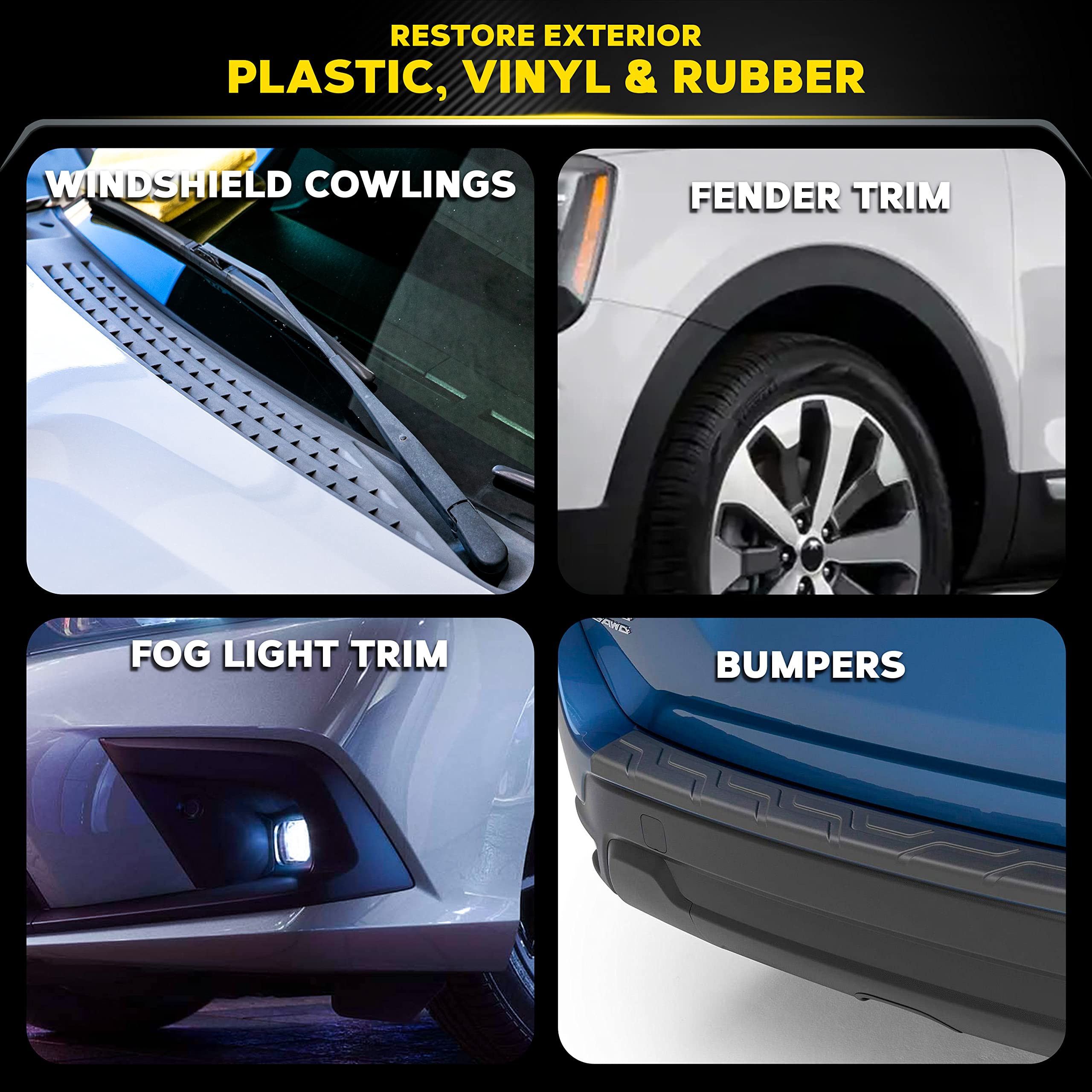 Meguiar's Ultimate Black Plastic Restorer, Durable Car Restorer That Gives New Life to Exterior Black Plastic, Vinyl, and Rubber Trim, 12 Oz Bottle