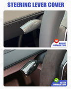 ZQULOYO Carbon Fiber Steering Column Lever Cover for Tesla Model Y Juniper 2025-2026, Interior Trim Upgrade