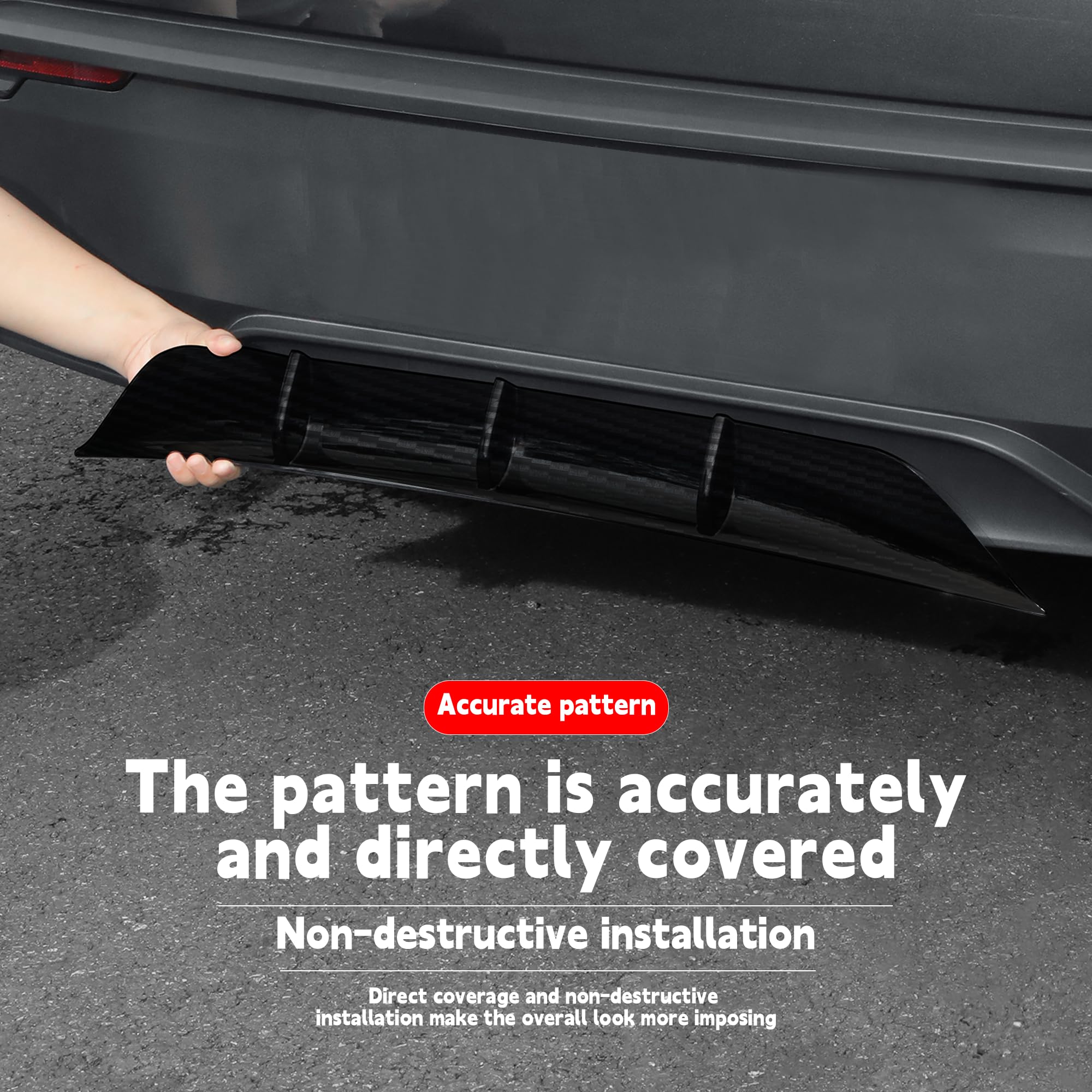 Rear Diffuser for Telsa Model Y Juniper 2025-2026 Without Drilling，Trunk Decoration Accessories Model Y Juniper Rear Bumper Molding Protector Lip Made of PP Material (Matte Carbon Fiber)