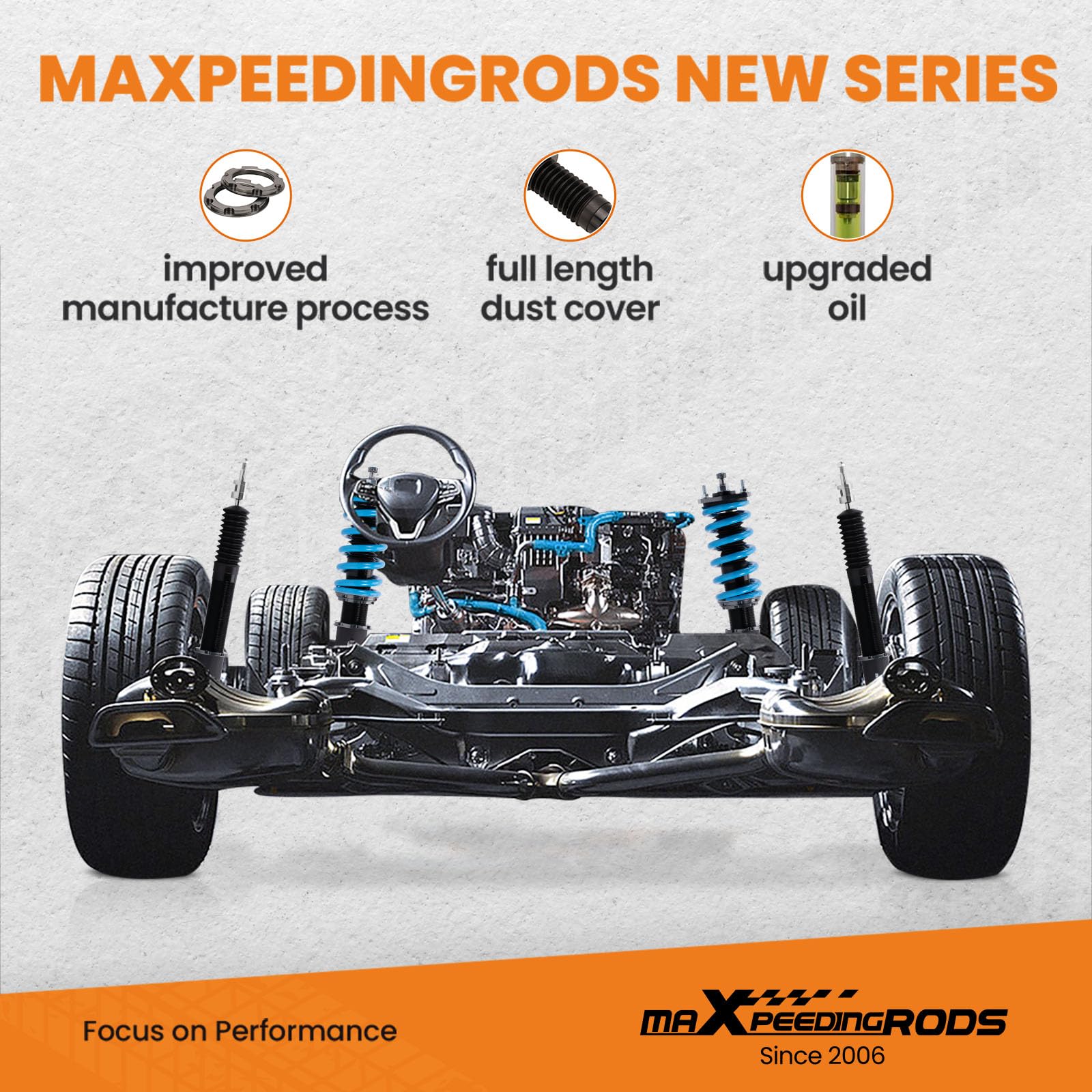 maXpeedingrods 24-Level Adjustable Coilover Suspension Kit for Tesla Model Y AWD 2020+, Height-Adjustable