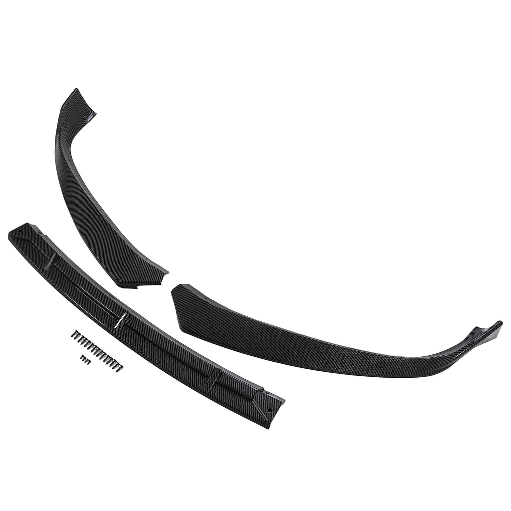 Carbon Fiber Style Front Lip Spoiler - FITS - 2016-2020 Tesla Model S - 3Pcs  Front Bumper Lip -FITS - 2016-2020 Tesla Model S 3Pcs - Carbon Fiber Style Front Lip Spoiler / Splitter / Air Dam / Body Kit / Trim  - $69.00