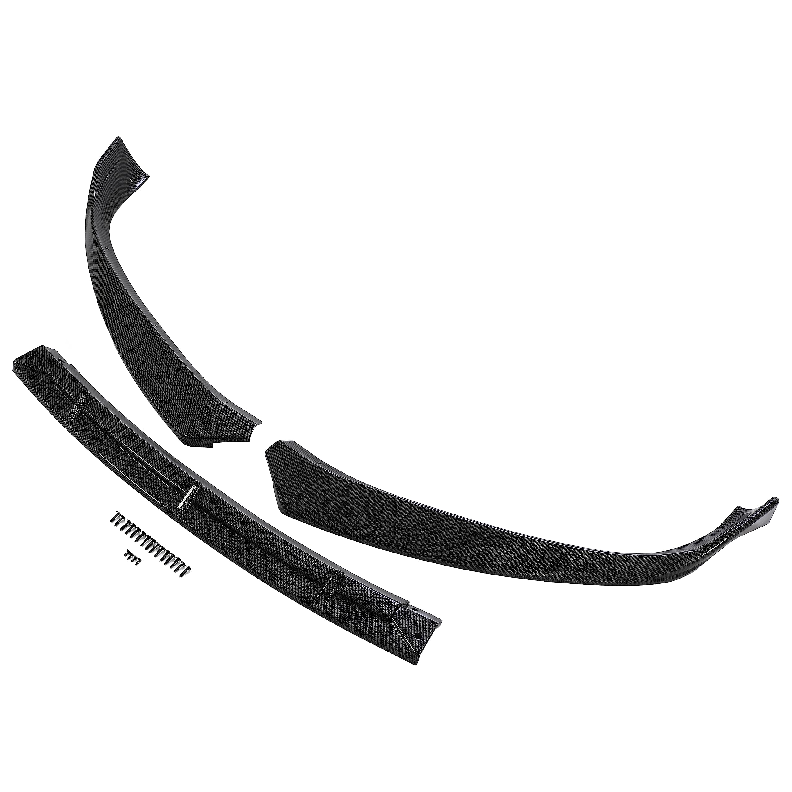 Carbon Fiber Style Front Lip Spoiler - FITS - 2016-2020 Tesla Model S - 3Pcs  Front Bumper Lip -FITS - 2016-2020 Tesla Model S 3Pcs - Carbon Fiber Style Front Lip Spoiler / Splitter / Air Dam / Body Kit / Trim  - $69.00