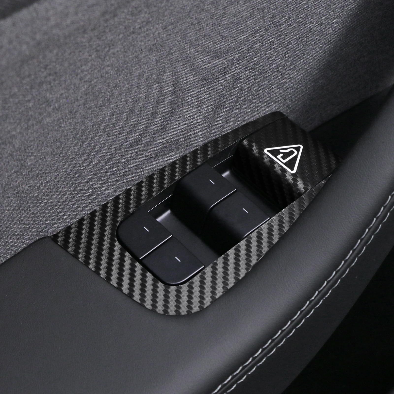 BETTERHUMZ Window Switch Panel Cover for Tesla Model Y Juniper 2025, Suede Carbon Fiber Interior Trim