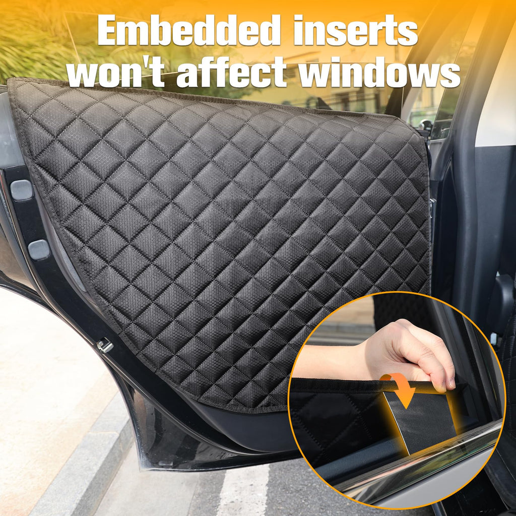 PETICON Dog Seat Covers for Tesla Model 3 & Y Back Seat with 2 Pack Door Protectors, 100% Waterproof Dog Hammock for Tesla with Mesh Window & Headrest Protection Prevents Scratches and Scuffs