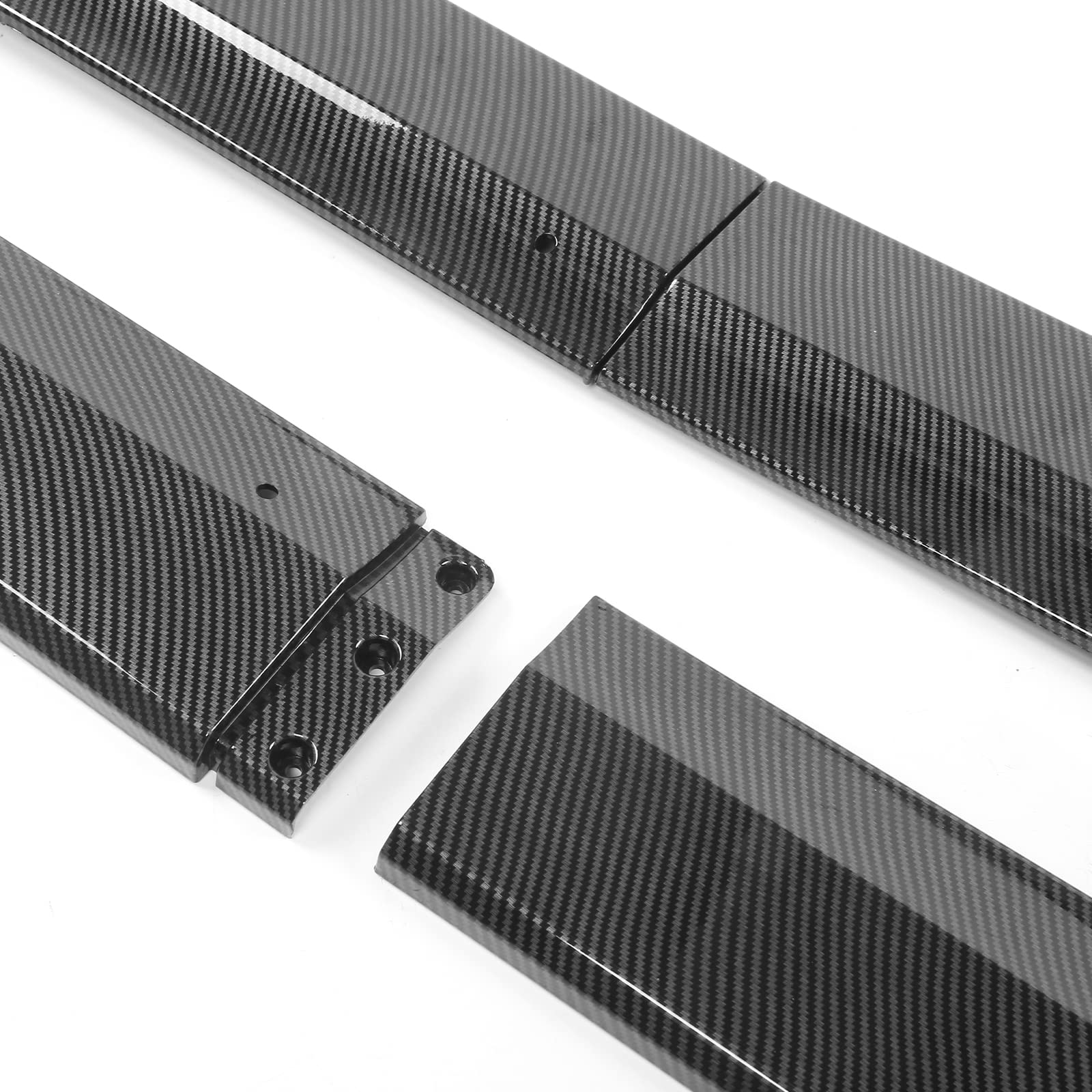 IKON MOTORSPORTS, Side Skirts Compatible with 2020-2024 Tesla Model Y, Carbon Fiber Print IKON Style ABS Plastic Side Skirt Extension Splitter Rocker Panel Pair, 2021