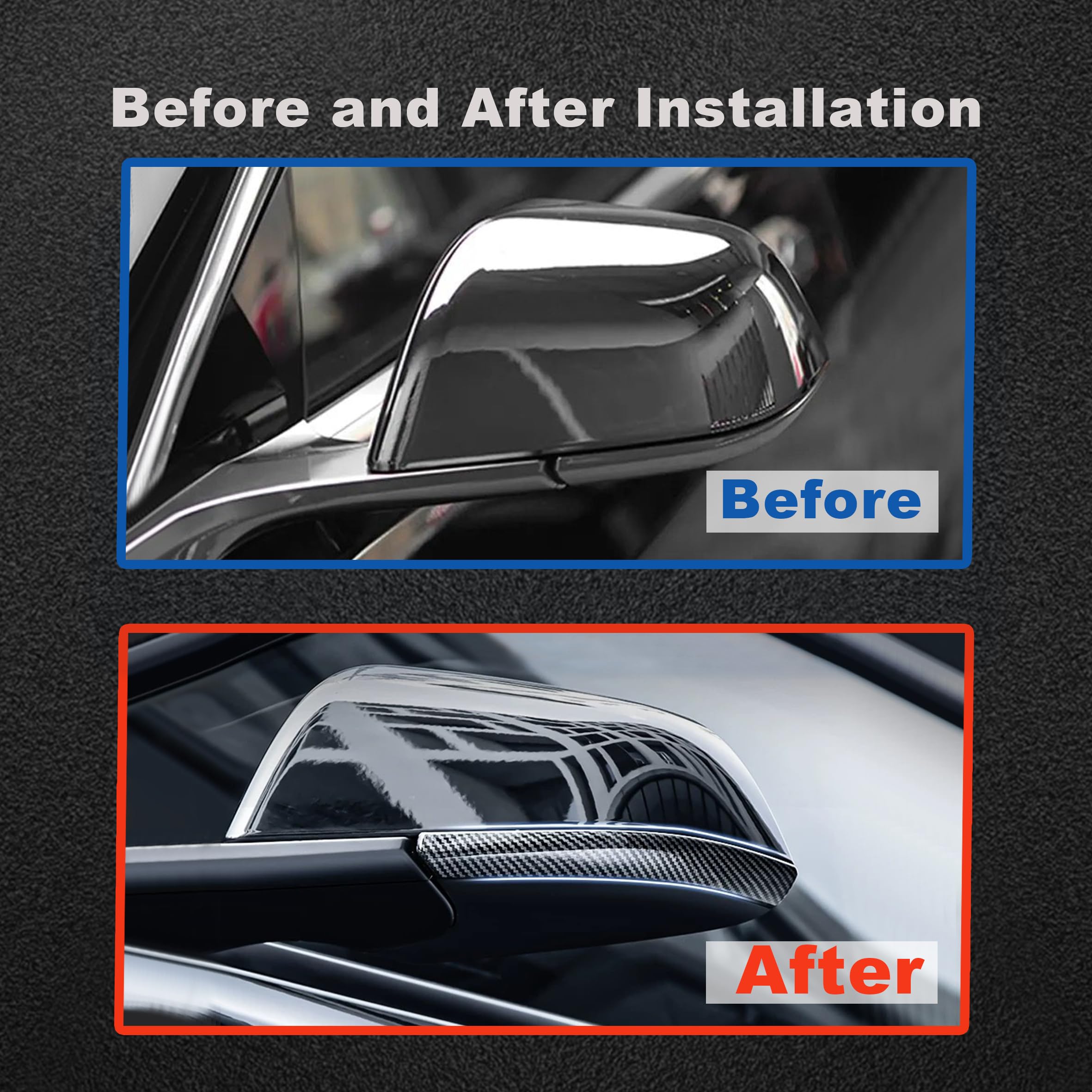 SXunacou for Suitable for Tesla Y-haped Side Mirror Decorative Strip Cover - Premium Exterior Accessories (M Y -Glossy Carbon Fiber Pattern)