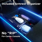 Nestour Interior Car Neon Lights Fit for Tesla Model 3 Y 2021 2022 2023 (Center Console+Dashboard+2 Foot Lights) with Armrest Organizer, Tesla Ambient Lighting, APP-Controlled RGB LED Strip Lights