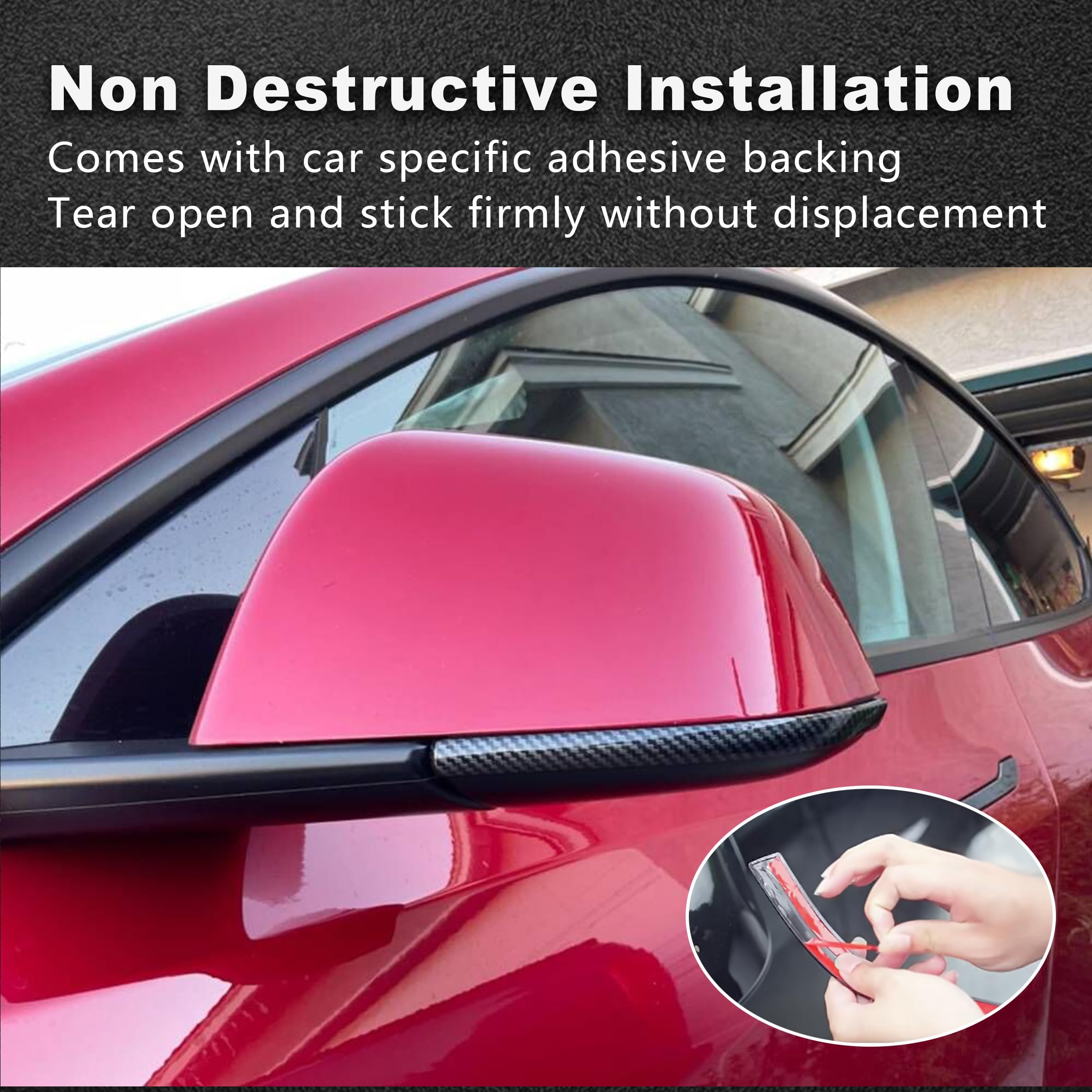 SXunacou for Suitable for Tesla Y-haped Side Mirror Decorative Strip Cover - Premium Exterior Accessories (M Y -Glossy Carbon Fiber Pattern)