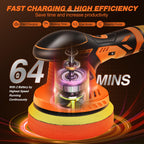 Saker Cordless Buffer Polisher, 6 Inch Fast Charging Portable Car Polishing Kit with 2PCS 12V 2000mAh Batteries, Polisher for Car Detailing Polishing Waxing (Orange, Buffer Polisher+2 Batteries+1 Bag)