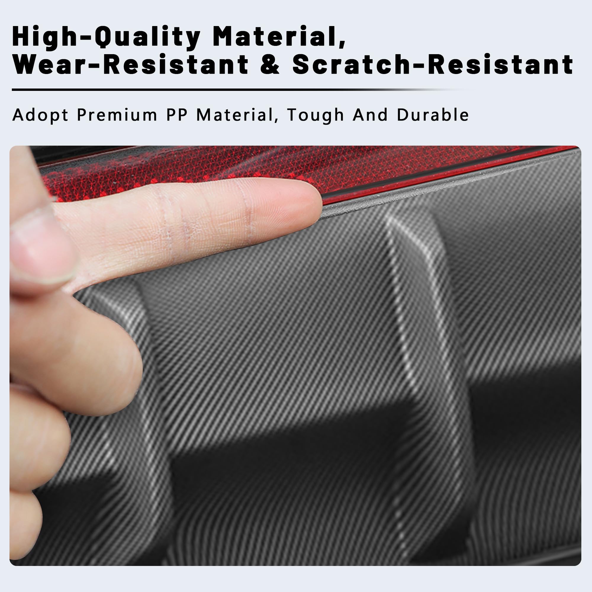 Rear Diffuser for Tesla Model Y (2020-2025) – No Drilling. This Rear Bumper molding Protector Lip is Made of PP Material with Not Applicable Juniper (Matte Carbon Fiber)