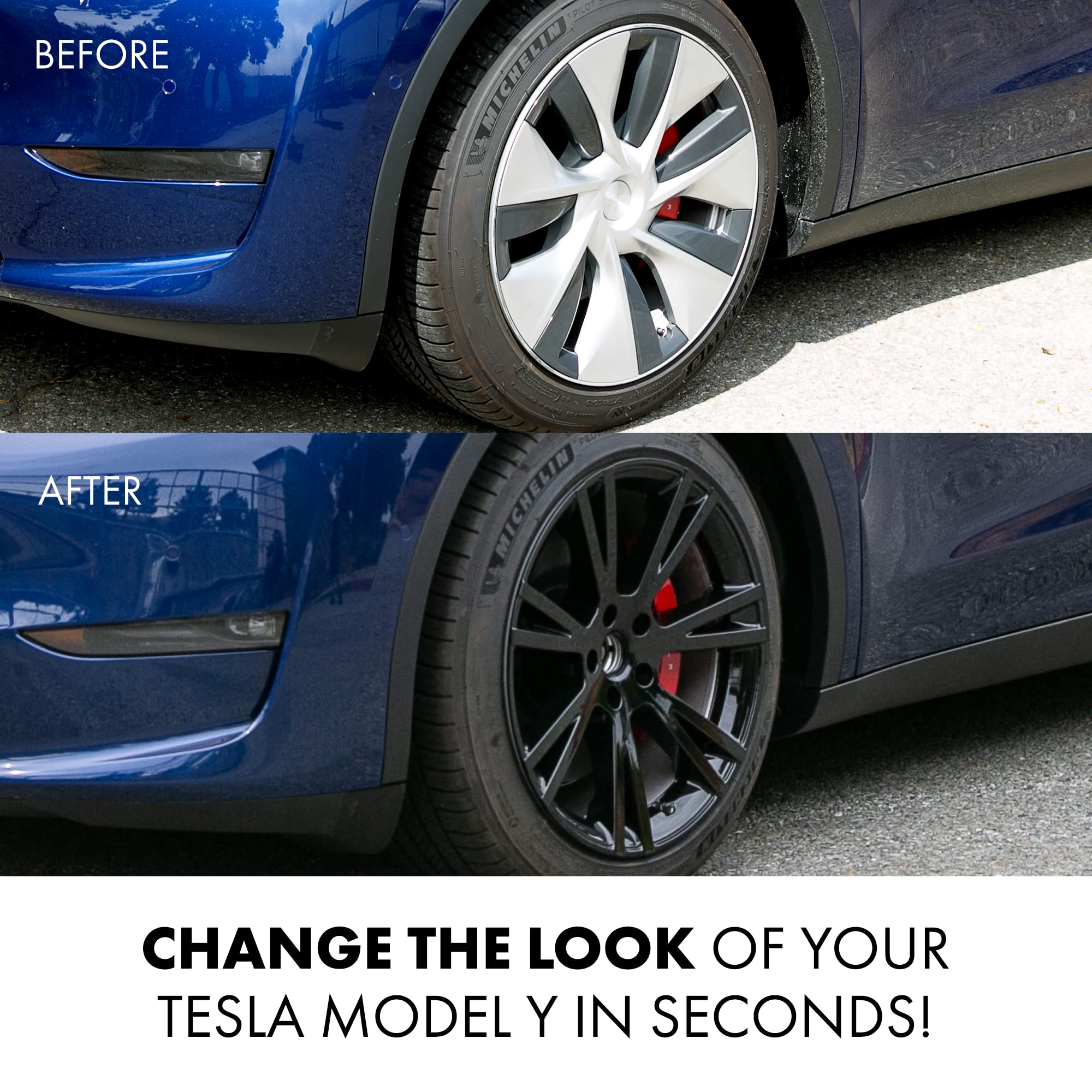 Mayde 19-Inch Wheel Covers fits 2020-2024 Tesla Model Y Rims, Replacement Hub Caps (Set of 4, Gloss Black)