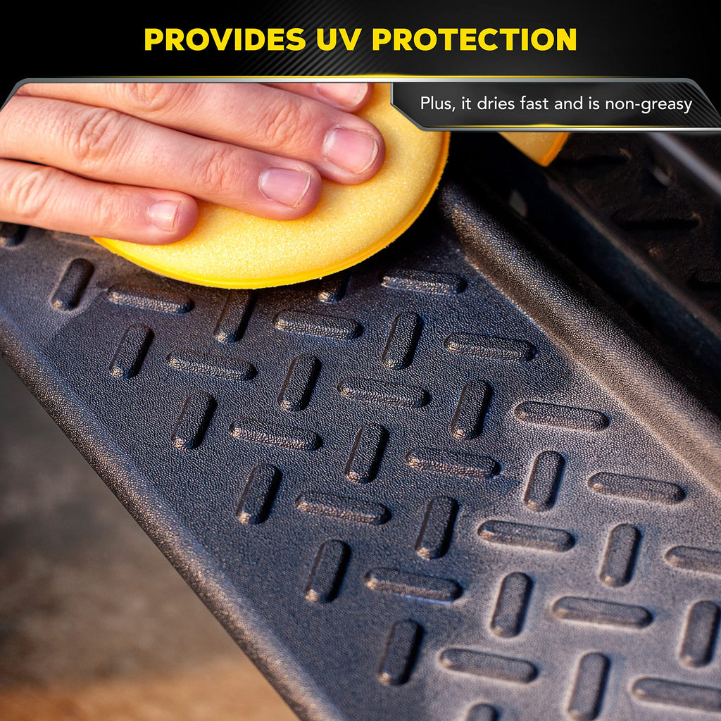 Meguiar's Ultimate Black Plastic Restorer, Durable Car Restorer That Gives New Life to Exterior Black Plastic, Vinyl, and Rubber Trim, 12 Oz Bottle