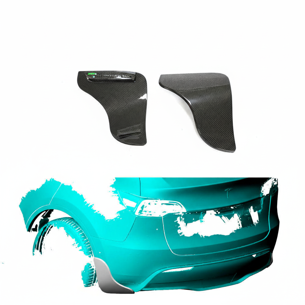 Carbon Fiber Rear Bumper Splitter Canards for Tesla Model Y 2019-2021
