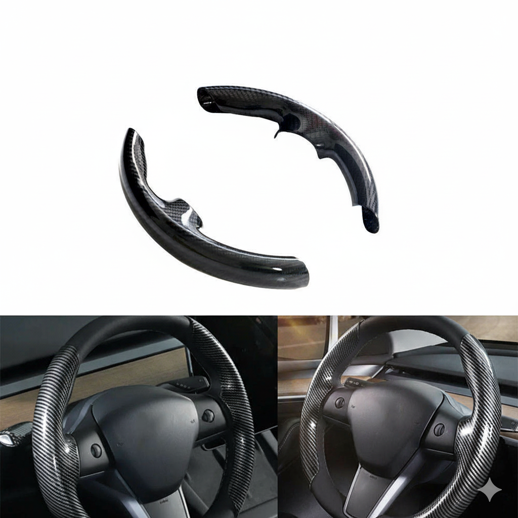Dry Carbon Model Y Steering Wheel Cover Trims for Tesla Model Y Electric Performance Sedan 4-Door 2020-2023
