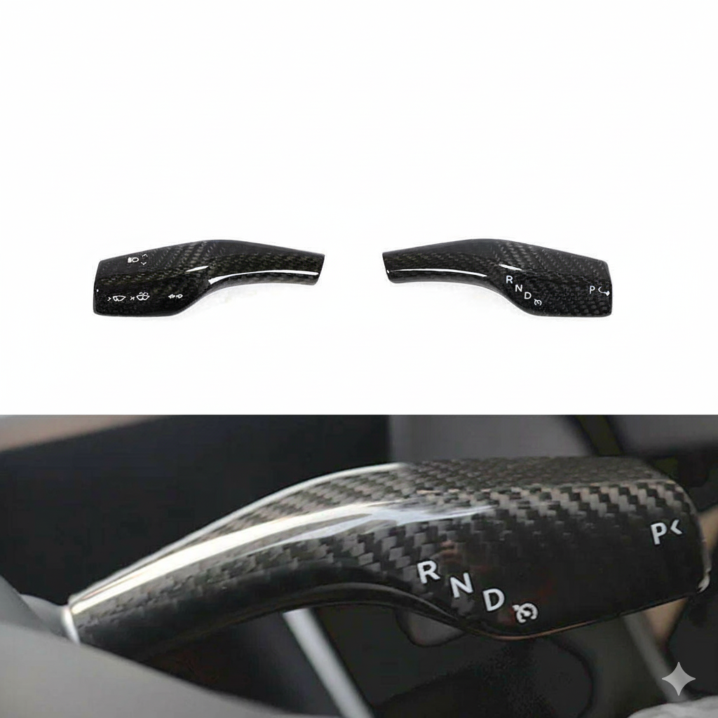 Dry Carbon Fiber Gear Shift Covers for Tesla Model 3 & Model Y 2017-2022 Ð Prepreg Carbon Fiber Upgrade