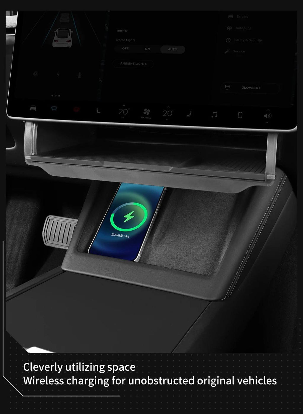 Car Under Screen Storage Tray for Tesla Model Y & Model 3