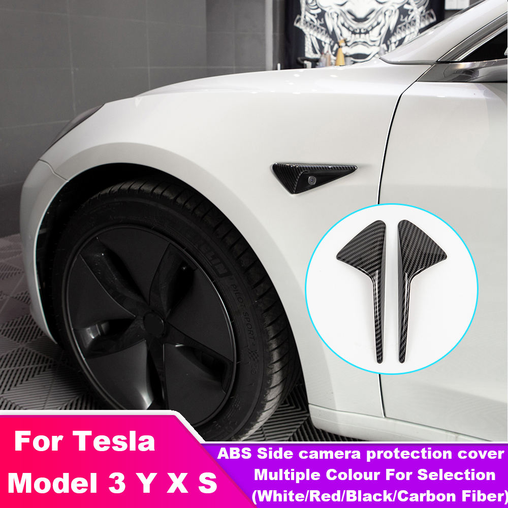 2Pcs Side Camera Protection Covers for Tesla Model 3/Y Ð ABS Fender Trim Cover (2024 Accessories)