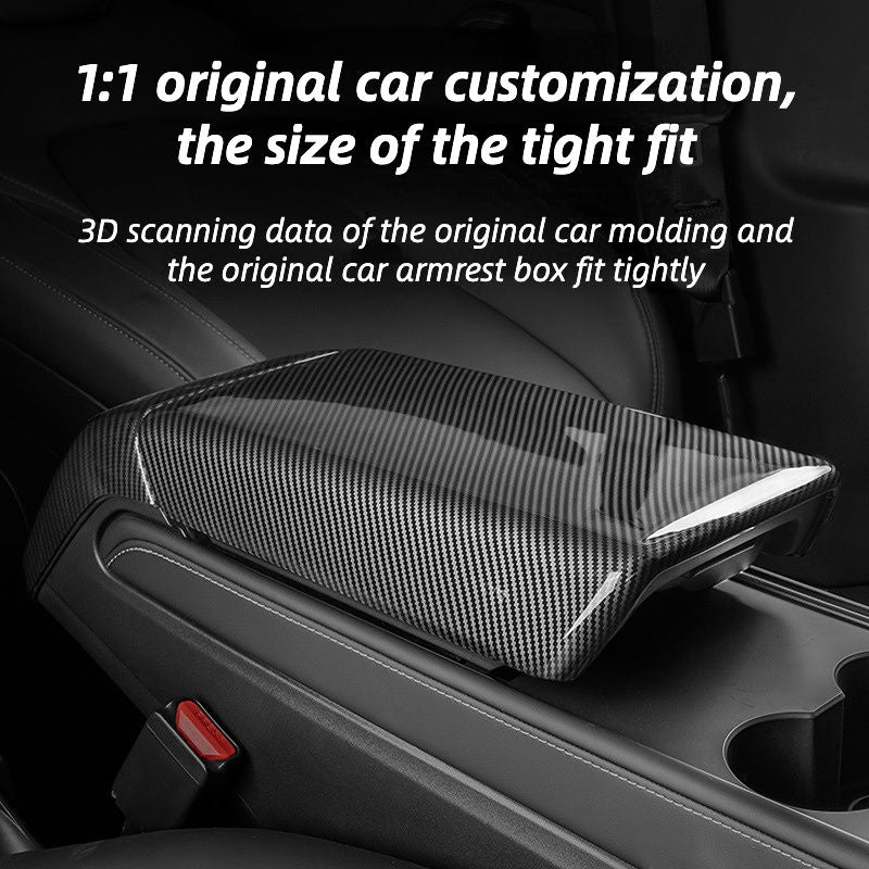 ABS Carbon Fiber Car Arm Rest Box Cover for Tesla Model 3/Y Original Factory Customization