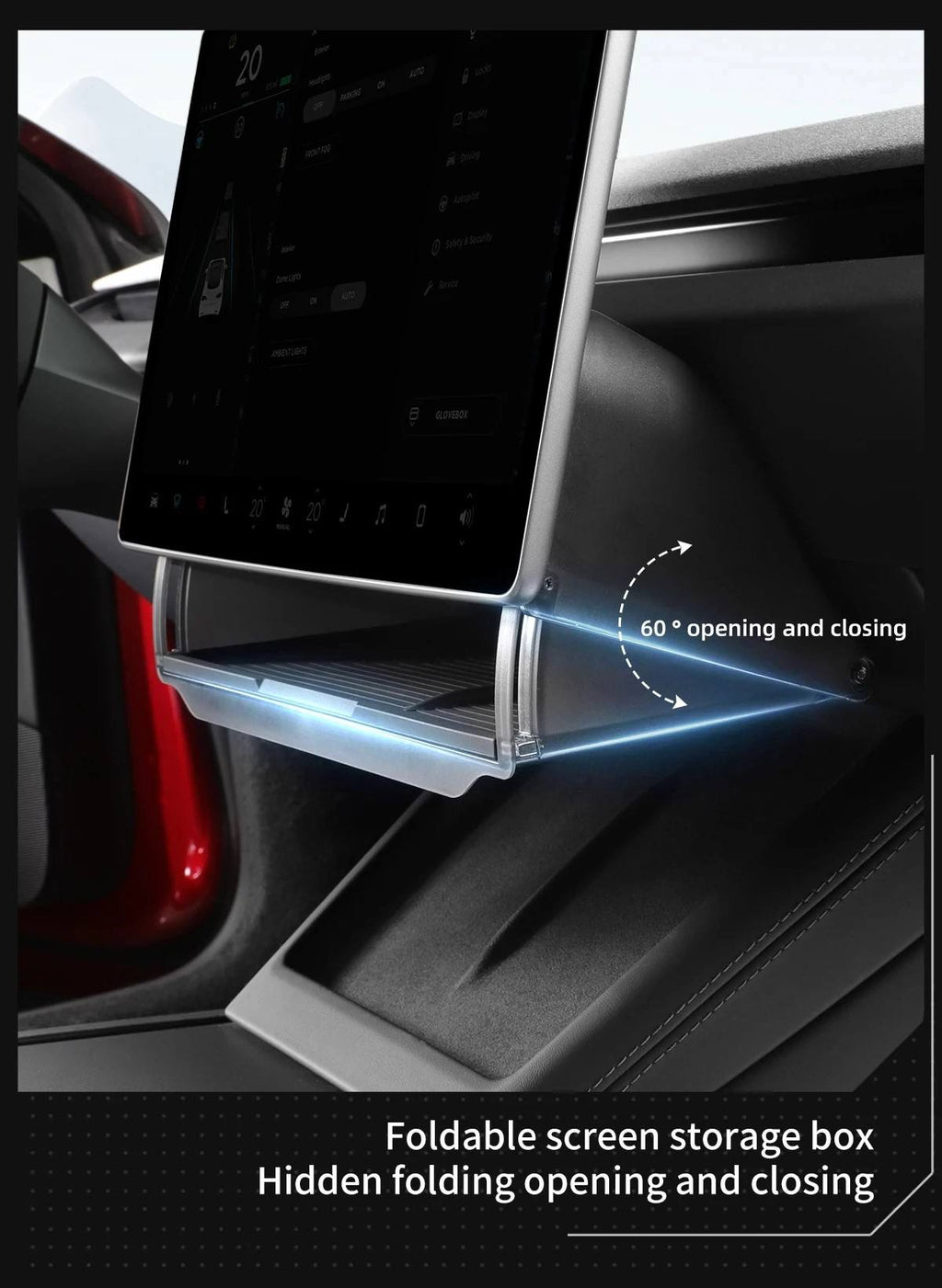 Car Under Screen Storage Tray for Tesla Model Y & Model 3